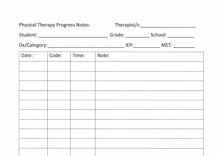 Physical Therapy Progress Note School thumbnail