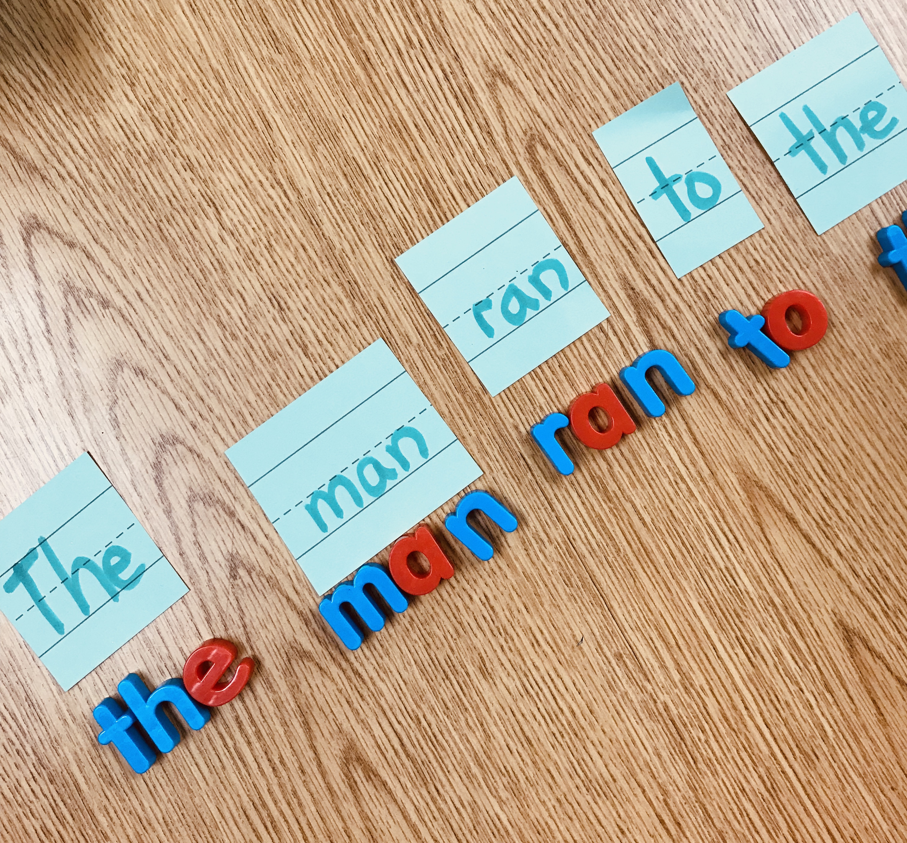 Paper with words and alphabet magnets