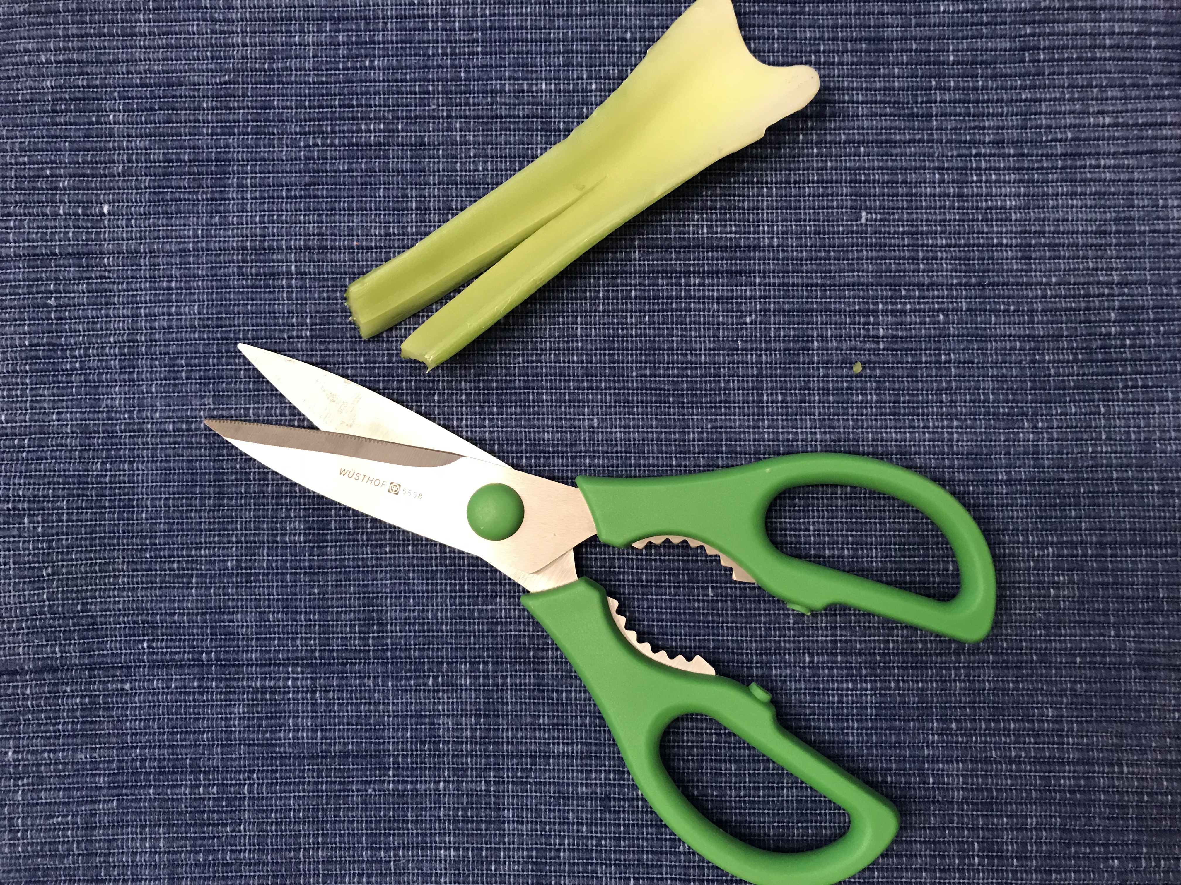 Scissors and celery