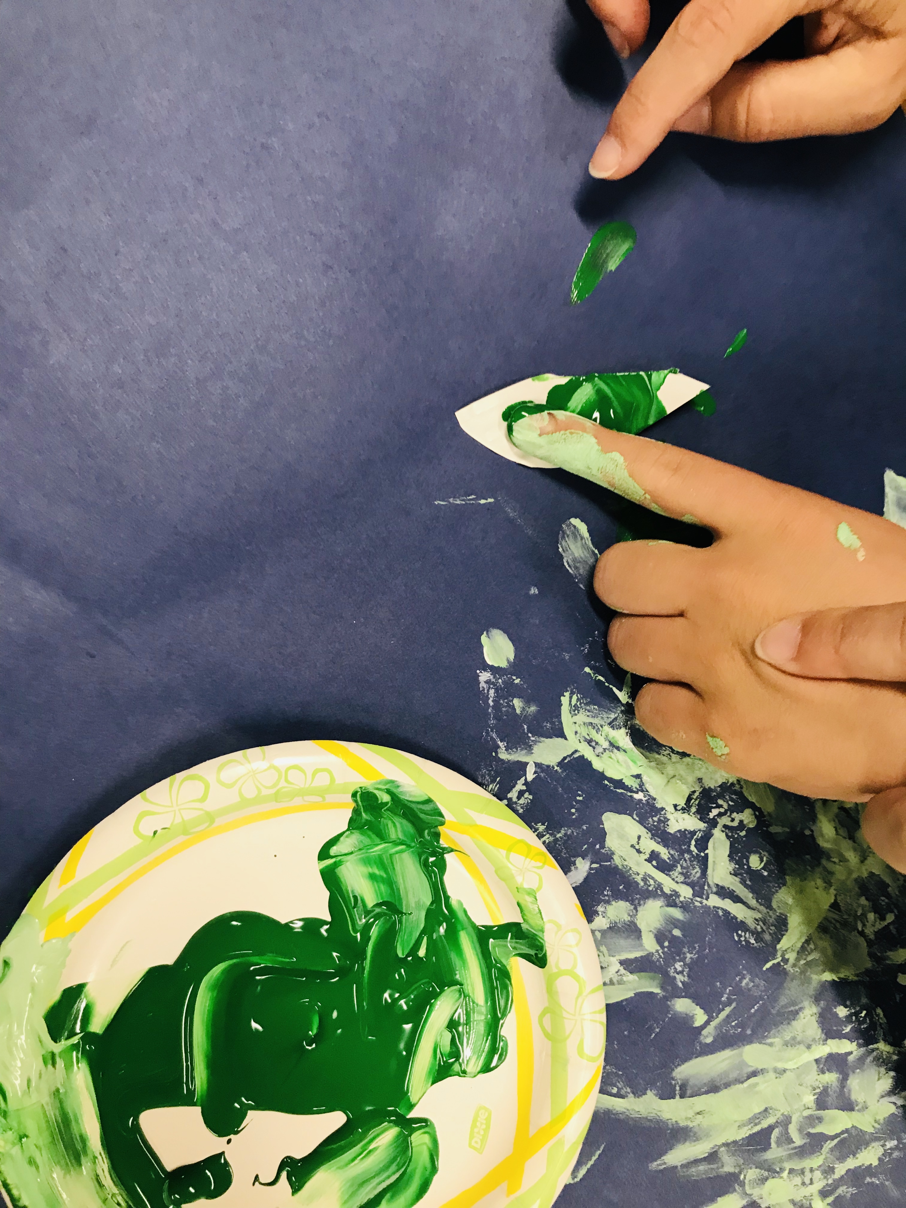 Finger painting paper plate piece