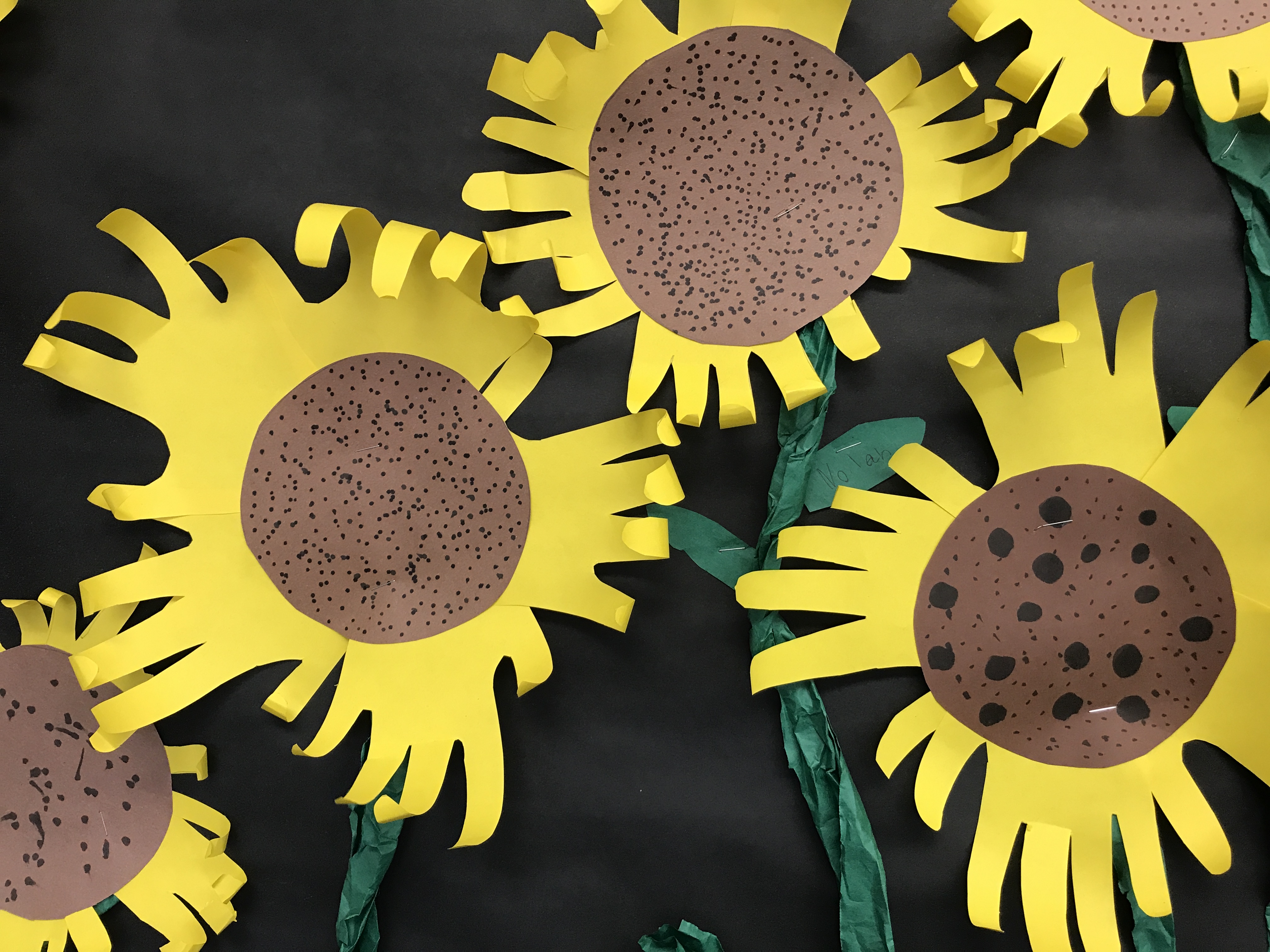Hand print sunflowers