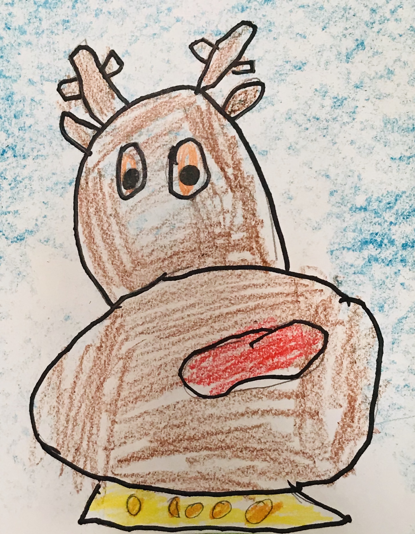 Drawn reindeer with blue background
